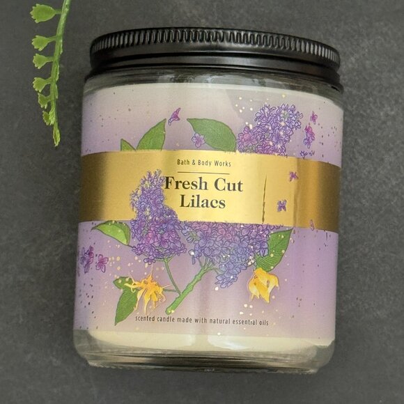 BBW Fresh Cut Lilacs Bath & Body Works Mason Jar Single Wick Candle - Picture 5 of 10